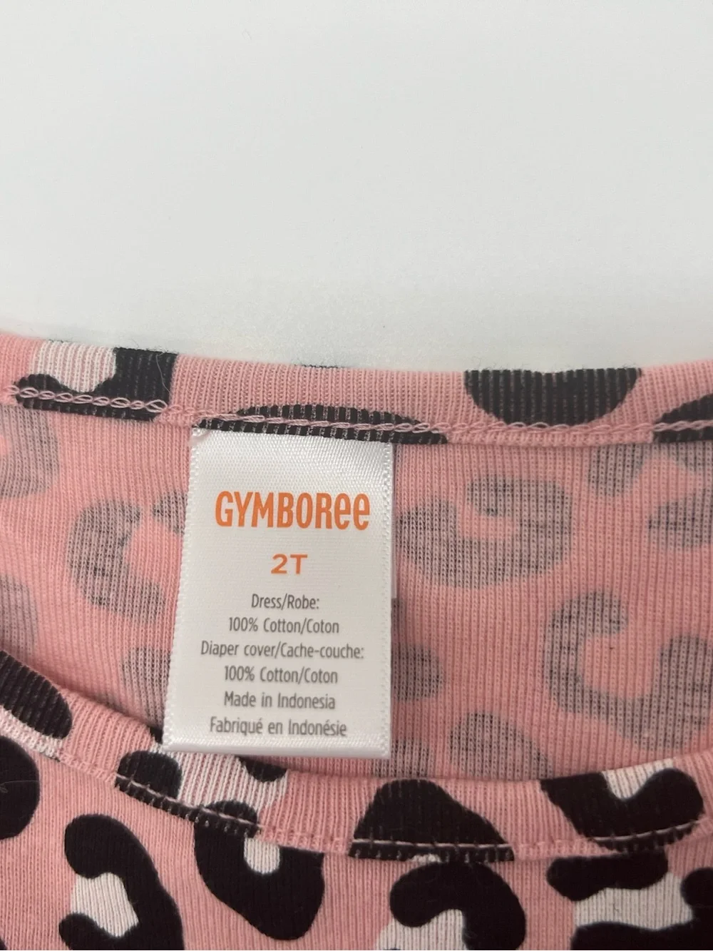 Gymboree Girls Pink Brown Long Sleeve Bow Dress 100% Cotton 2T